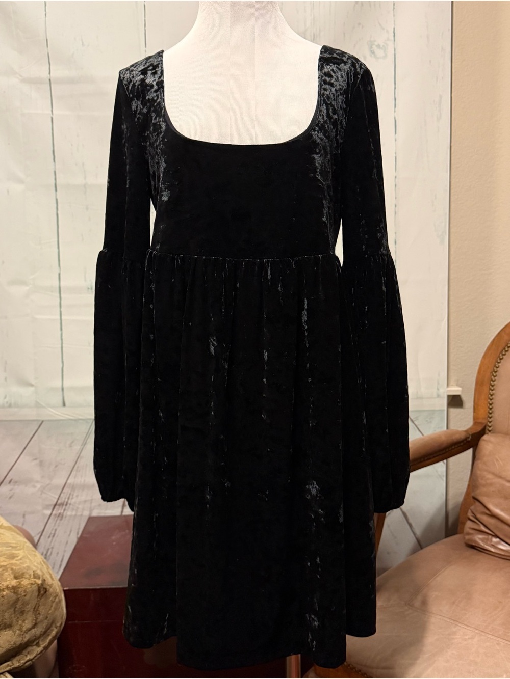 Free People Black Velvet Tunic Top or Dress Like New Size M
